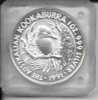 Kookaburra  Australien 5 Dollar 1991 31,1g Silber Unze Kookaburra  Australien 5 Dollar 1991 31,1g Silber Unze