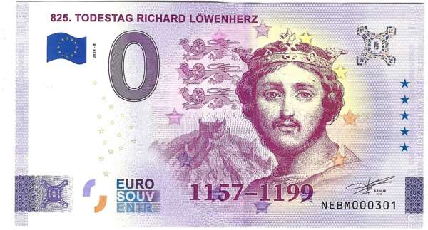 ANK.Nr. 825 Todestag Richard Löwenherz 0 Euro Schein 2024-8