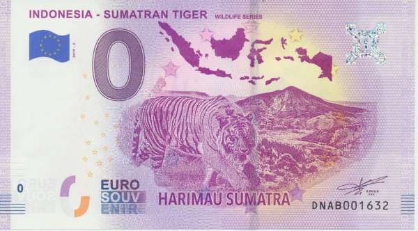 Indonesia Sumatran Tiger Wildlife Series - Unc 0 Euro Schein 2019-2