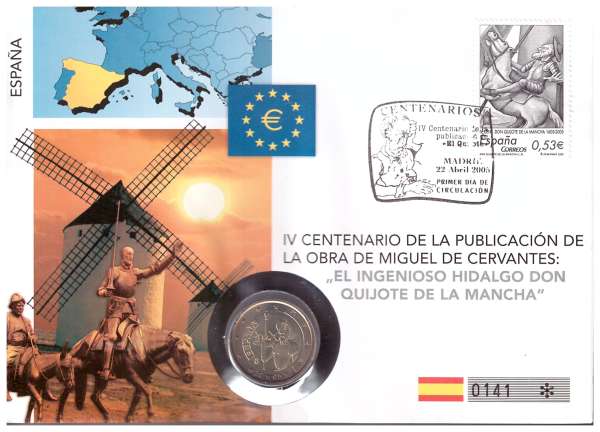 Numisbrief 2 Euro Spanien 2005 Don Quichote