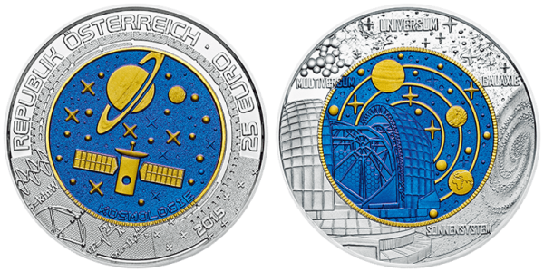 25 Euro 2015 Niob Silber Kosmologie ANK Nr. 13 Niob 2015