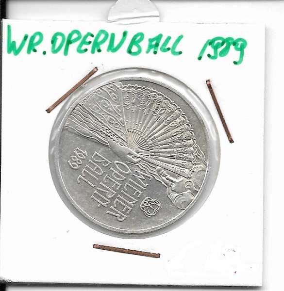 Nr. 093 Wiener Opernball Dame mit Fächer 1989 Casinos Austria Silber Jeton 100 Schilling