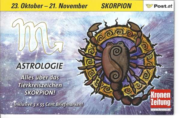 Astrologie Skorpion Postkartenheft mit 3 Marken 2007