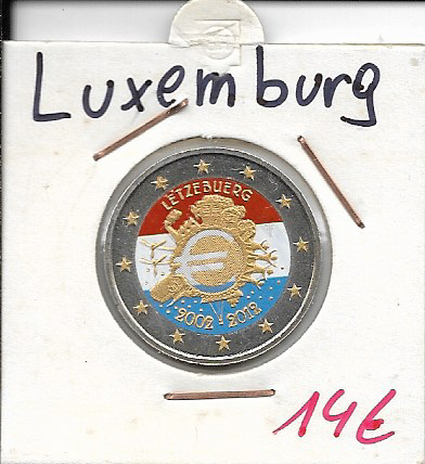 2 Euro Luxemburg 2012 10 Jahre Euro Coloriert