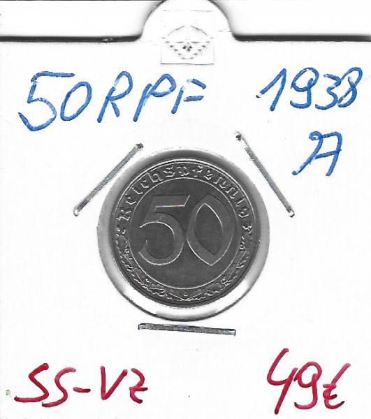 50 RPF Reichspfennig 1938 A