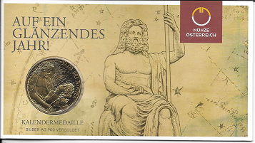2015 Kalendermedaille Jahresregent Silber vergoldet Blister