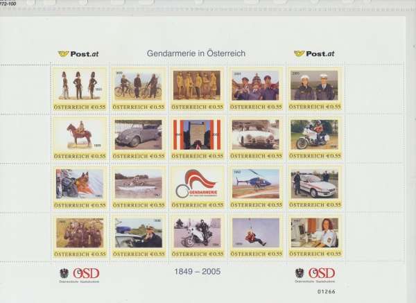 Gendarmerie in Österreich Marken Edition 20 Postfrisch 1849-2005