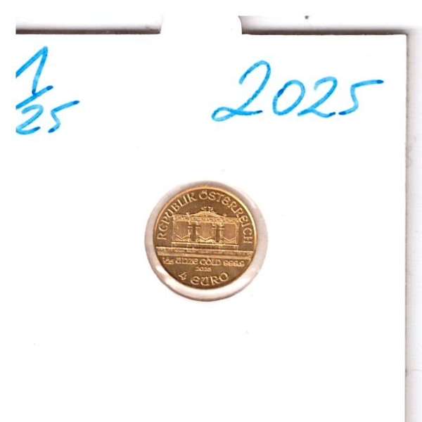 2025 Philharmoniker 1/25 Unze 4 € Euro 1,24 Gramm