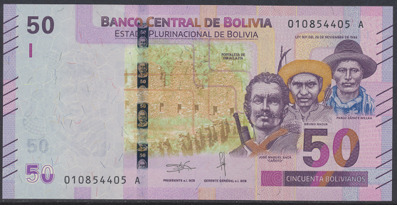 Bolivia- 50 Bolivianos UNC - Pick new