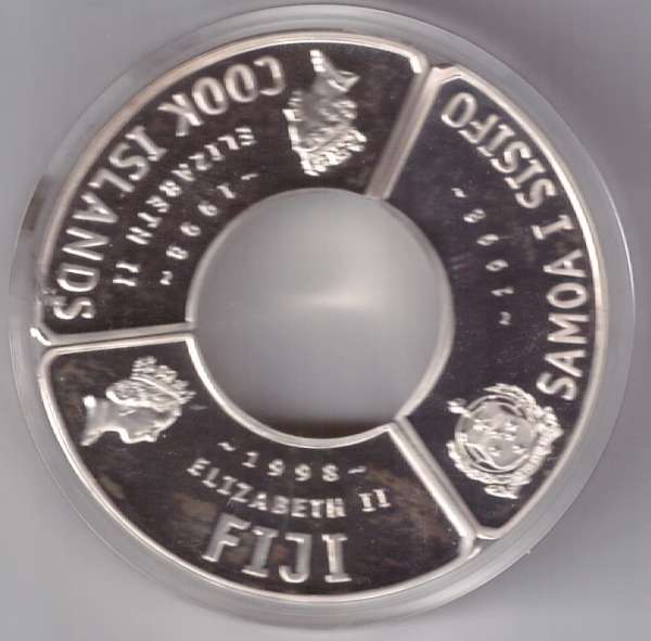 2 Dollars Fiji Samoa Cook Islands 1998 Silber