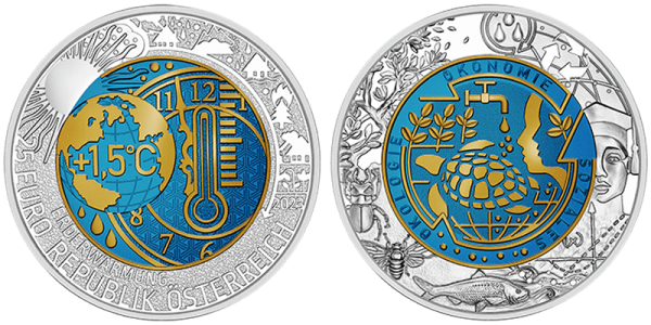 25 Euro 2023 Niob Silber Erderwärmung ANK Nr. 21 Niob 2023