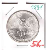 Mexiko 1991 Libertad Silbermünze 1 oz Onza Plata Pura 999 Mexiko 1991 Libertad Silbermünze 1 oz Onza Plata Pura 999