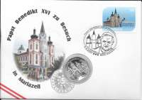 NBE 13) 2007 Papst Benedikt XVI in Mariazell mit 5 Euro Silber Numisbrief NBE 13) 2007 Papst Benedikt XVI in Mariazell mit 5 Euro Silber Numisbrief