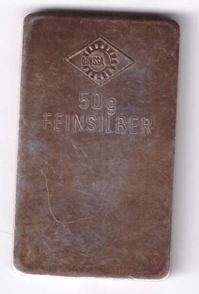 50 Gramm Silber Barren Ögussa ohne Feinheit