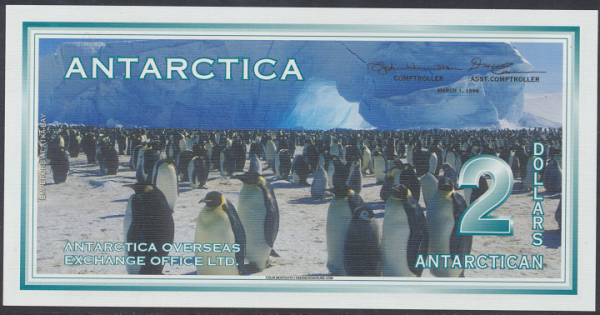 2 Antarctican Dollars 1996 Unc Souvenierschein