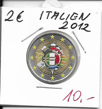 2 Euro Italien 2012 10 Jahre Euro Coloriert