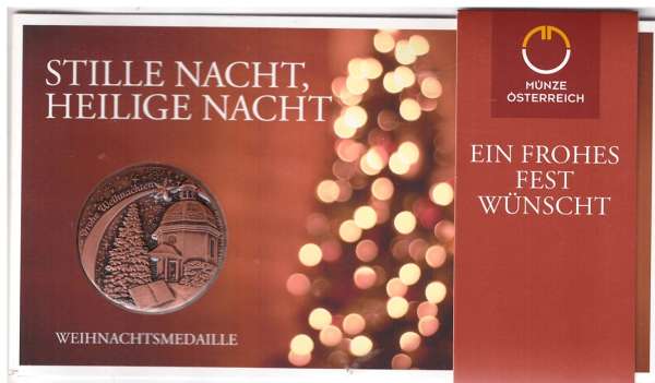 Weihnachtsmedaille Stille Nacht Heilige Nacht Kupfer