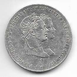 1 Gulden Fl 1854 A Silber Franz Joseph Hochzeit mit Elisabeth von Bayern