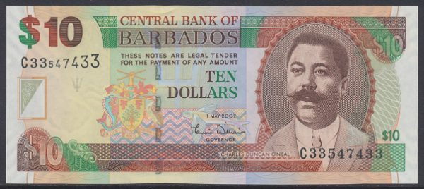 Barbados - 10 Dollars 2007 UNC - Pick 68
