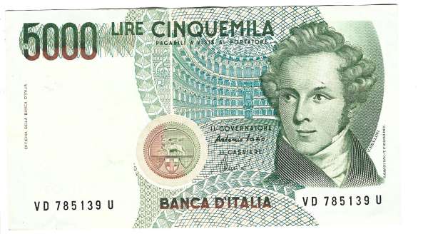 Italien- 5 000 Lire 1985 gebraucht KM 111c