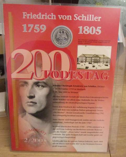 Numisblatt Deutschland 2005/2 "Friedrich von Schiller 1759-1805" mit 10€ Silbermünze Gedenkmünze