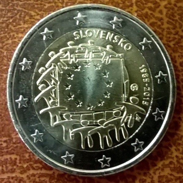 2 Euro Slowakei 2015 30 Jahre Europa Flagge