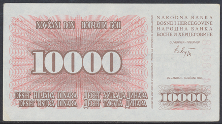 Bosnien Herzogowina- 10.000 Dinara 1993 UNC - Pick Nr.17b