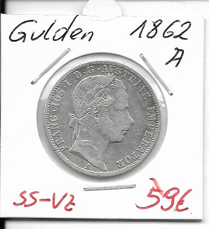 1 Gulden Fl 1862 A Silber Franz Joseph I