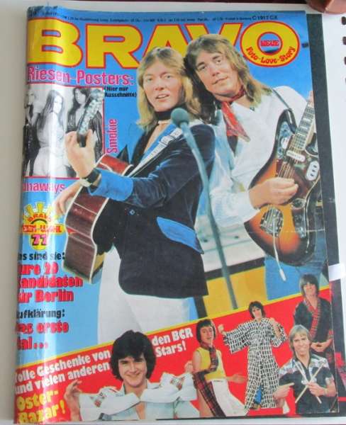 Bravo 16/77 Titelfoto: Smokie, Teen-Wahl 1977, Hollies, Status Quo, mit Poster