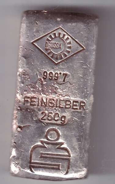 1/4 Kilo Silber Barren 250 Gramm Ögussa 999,7 Fein Sparkasse