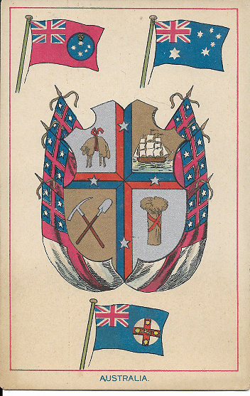 Australia Series of coats of arms and flags postcard ca.1910