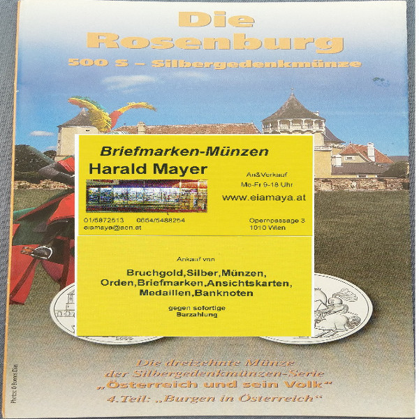 Die Rosenburg 1999 500 Schilling Silber - nur Flyer Folder