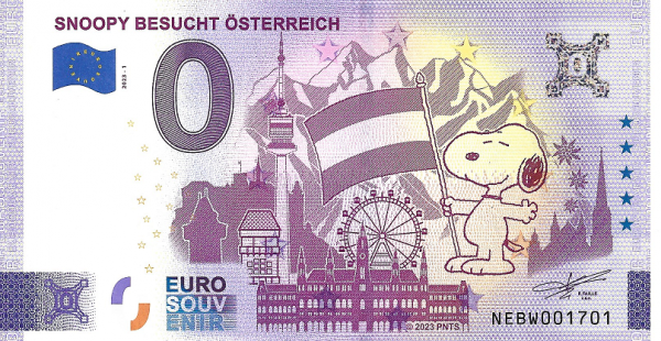 ANK.Nr.76 Snoopy besucht Österreich 0 Euro Schein 2023-1