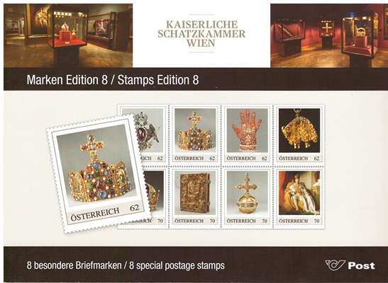 Kaiserliche Schatzkammer Wien 8 Briefmarken ME 8.35 9.7.2014