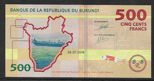 Burundi- 500 Francs 2018 UNC - Pick New