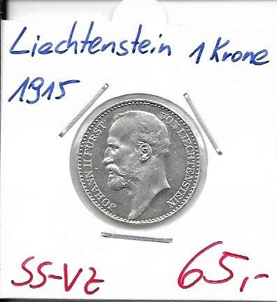 1 Krone 1910 Johann II Fürst von Liechtenstein Silber