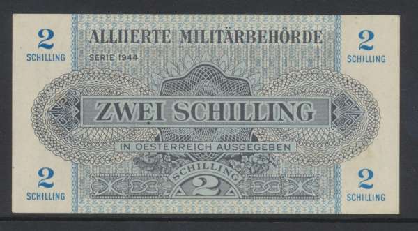 2 Schilling 1944 Pick 104 b) mit WZ Militäry Alliierte Militärbehörde unc