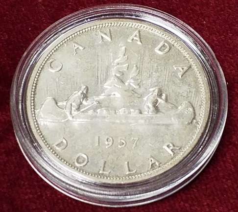 1 DOLLAR 1957 Canada Kanu SILBER KANADA