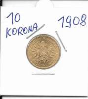 10 Corona Kronen 1848-1908 Franz Joseph I Gold 60 jähriges Regierungsjubiläum 10 Corona Kronen 1848-1908 Franz Joseph I Gold 60 jähriges Regierungsjubiläum