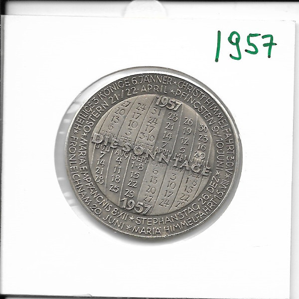 1957 Kalendermedaille Jahresregent Mond Silber