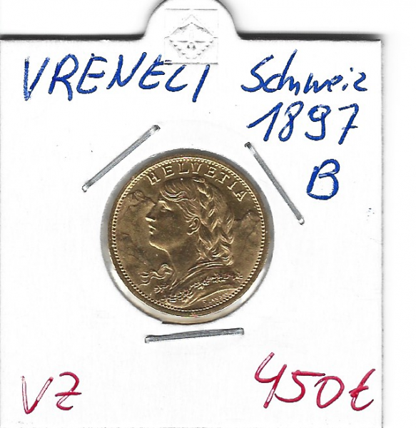 20 Franken 1897 Vreneli Schweiz Gold