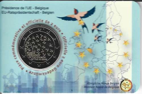 2 Euro Belgien 2024 2 Euro EU Ratspräsidentschaft in Coincard Deutsch