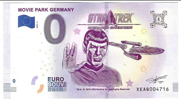 Movie Park Germany Star Trek 2019-2 Unc 0 Euro Schein