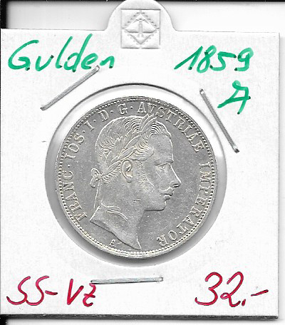 1 Gulden Fl 1859 A Silber Franz Joseph I