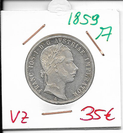 1 Gulden Fl 1859 A Silber Franz Joseph