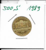1989 Philharmoniker 1/4 Unze  500 Schilling ATS 7,78 Gramm 1989 Philharmoniker 1/4 Unze  500 Schilling ATS 7,78 Gramm