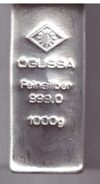 1 Kilo 1000 Gramm Silber Barren Ögussa Feinsilber 999,0 Neu