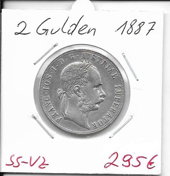 2 Gulden 1887 Silber Franz Joseph I ss-vz