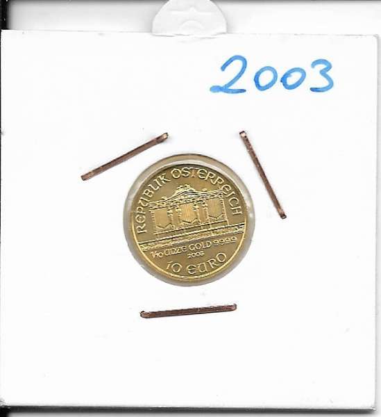 2003 Philharmoniker 1/10 Unze 10 € Euro 3,11 Gramm