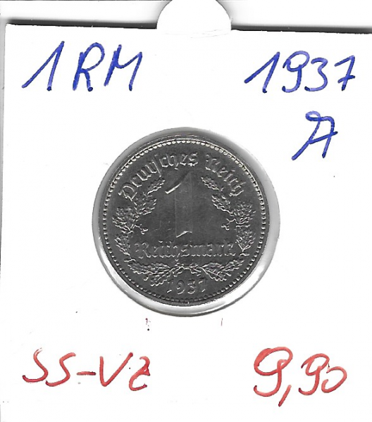 1 RM Reichsmark 1937 A Nickel